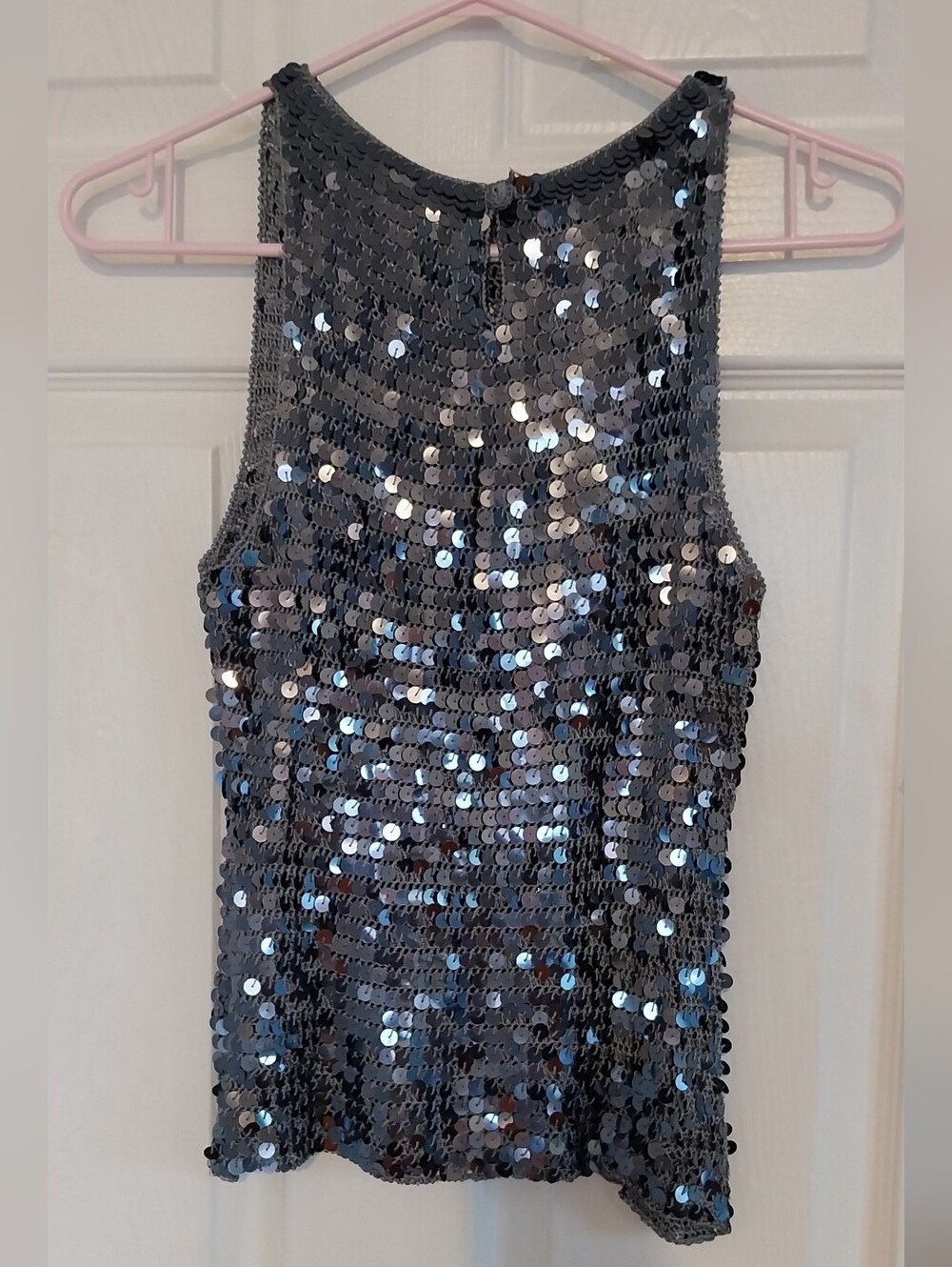 Sequin Tank Top - Silver Sparkle Women's Top